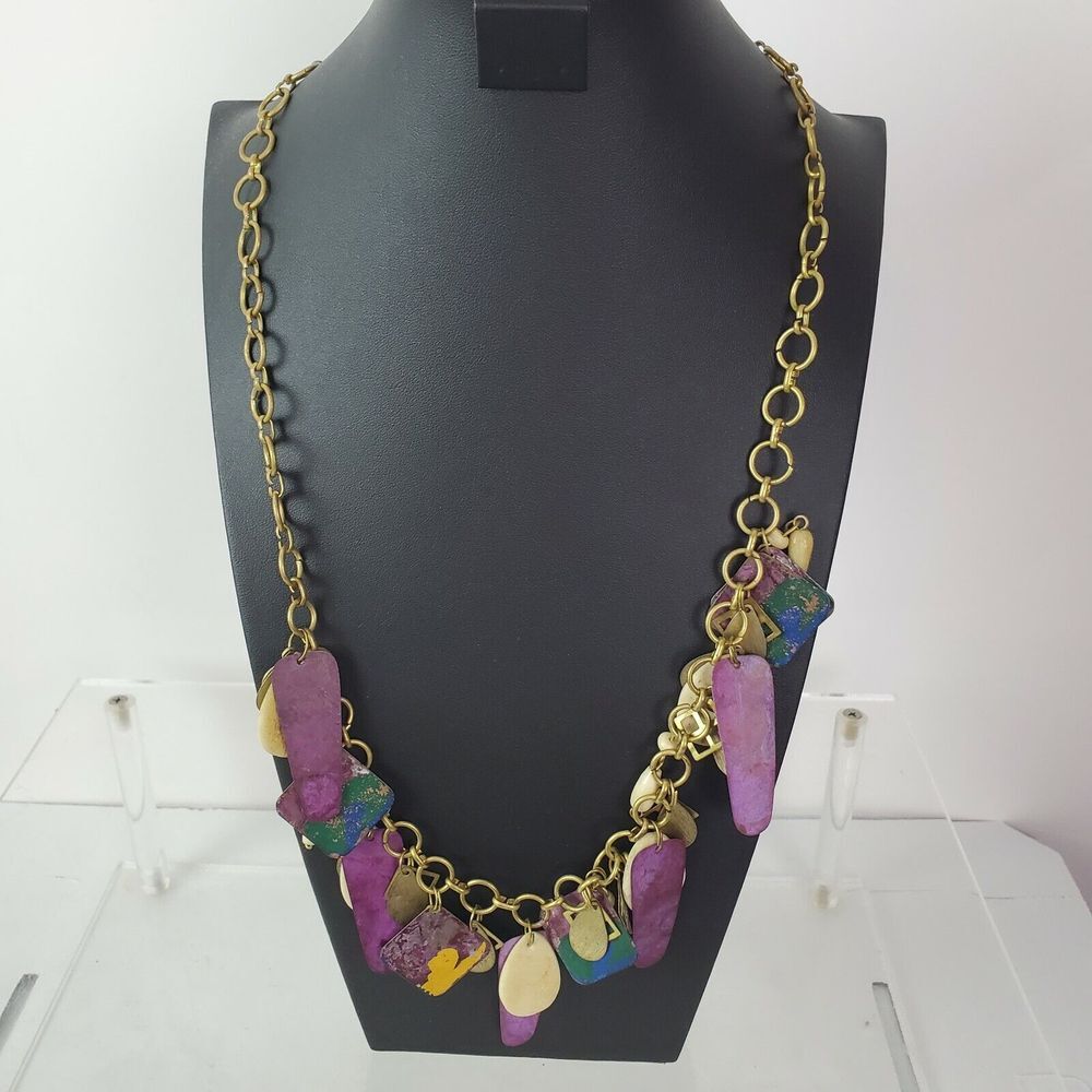 Vintage‎ Boho Colorful Layered Chain Necklace Charm Hippie Artsy Statement